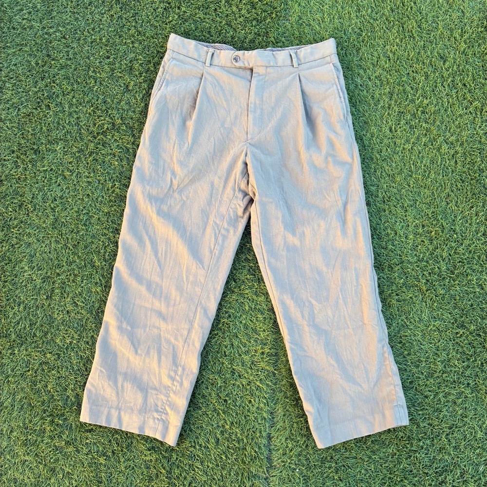 COSANI Men's Tan 100% Wool Pleated Dress Pants Size 32x26